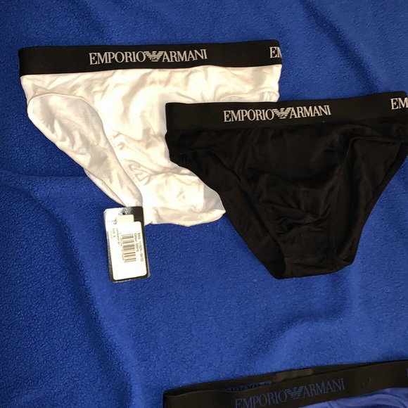 Emporio Armani - mens cotton briefs white and black - Picture 3 of 5